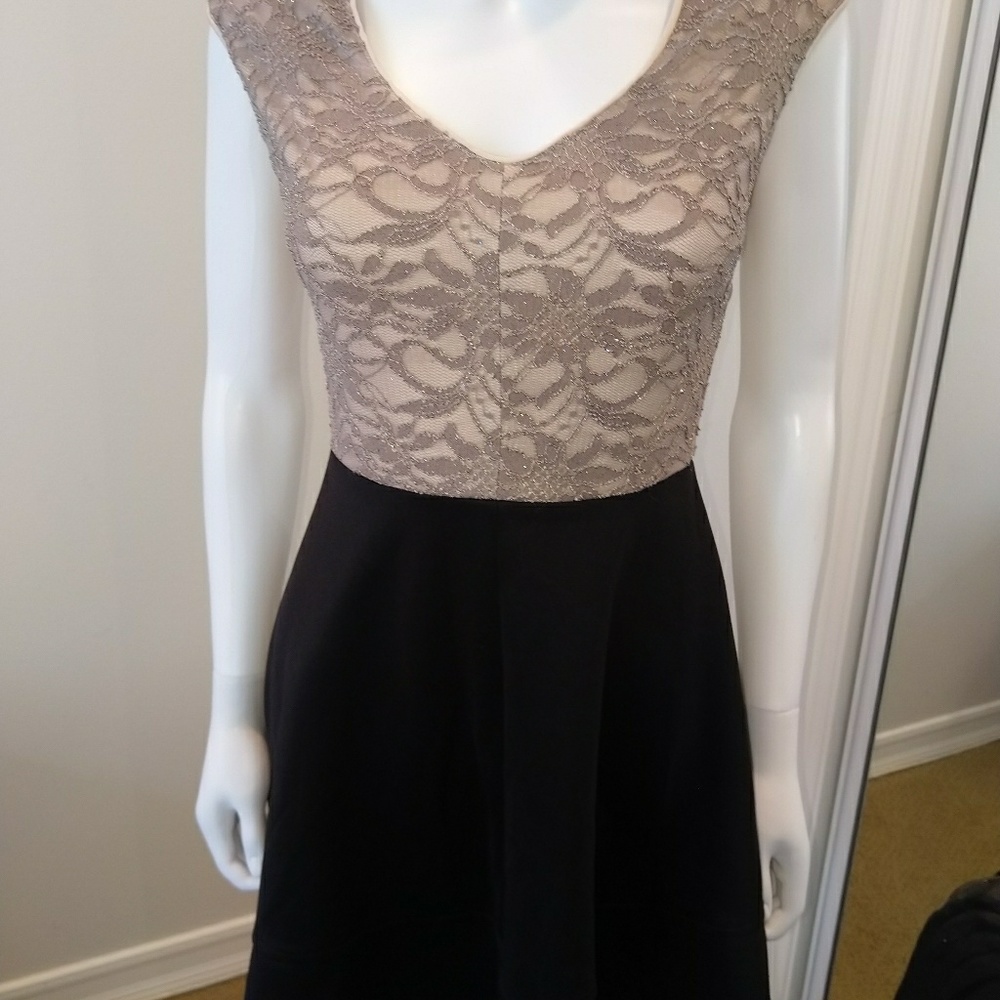 Pink and Black Dress with lace floral glitter top